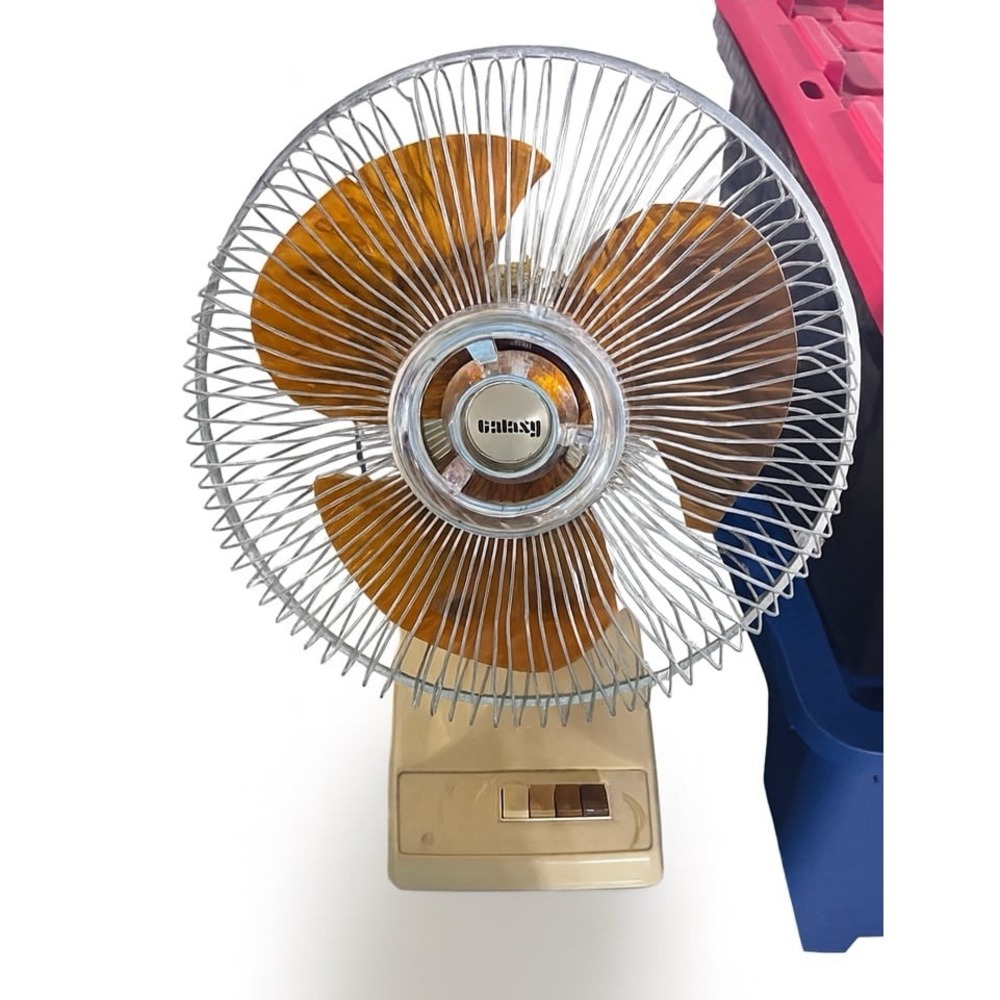 Vintage Galaxy Electric Table Fan Amber Blades – Works Great – Retro Mid-Century